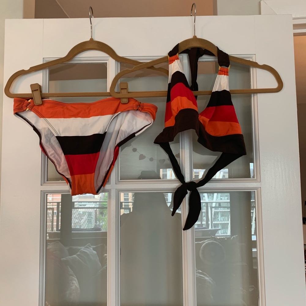 La Blanca Brown Orange Stripe Bikini 8